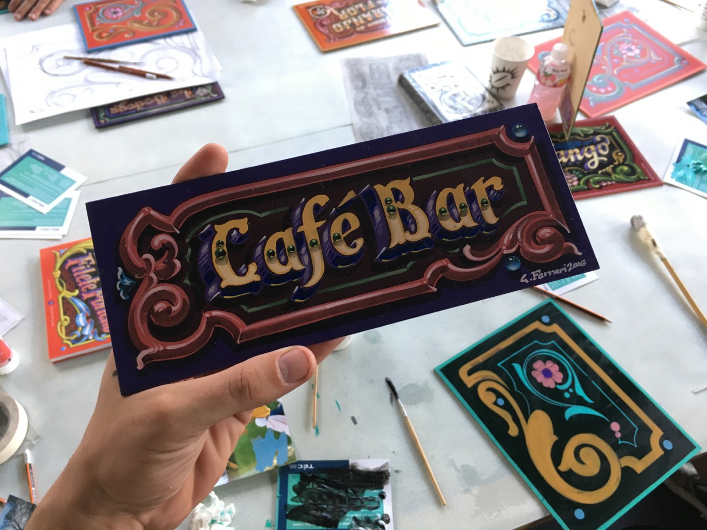 Cafe Bar Handpainted Sign Amsterdam 2016